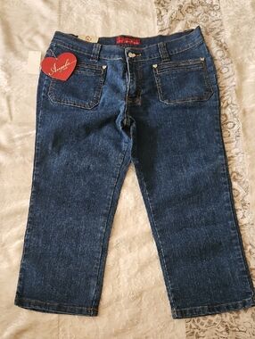 Angela Dark Blue Cropped Straight-Leg Jeans for Women - Size 9